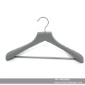 Branded Grey Wooden Clothes Hanger for Suit with Pants Bar